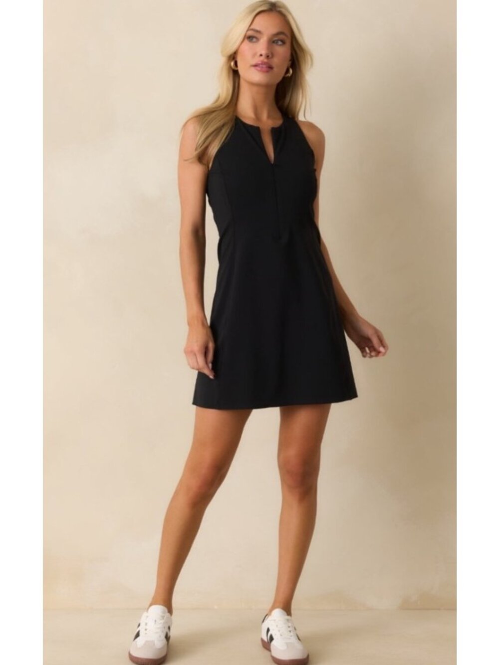 NEW Spanx Booty Boost Get Moving Zip-Front Sleeveless Exercise Mini Dress Black